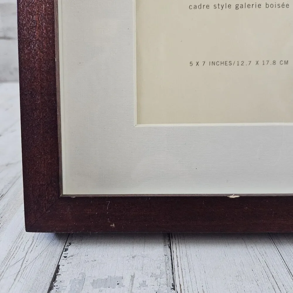 POTTERY BARN DARK BROWN WOOD Gallery Frame | Duo Matted 4x6” SLOTS FAMILY PHOTOS